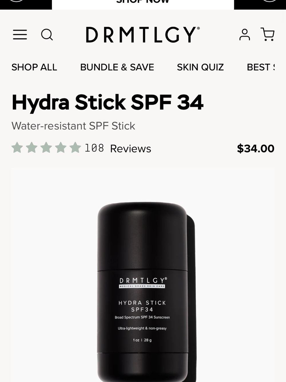 New! Drmtlgy Hydra Stick SPF 34